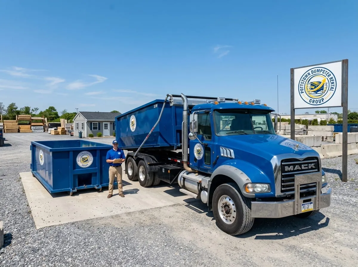 20 yard residential dumpster on a driveway in Pottstown, PA